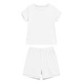 thumbnail image 5 of Byoo Little Girls' 2 Piece Sweatsuit Sets Solid Short Sleeve T-Shirt Shorts Outfit with Pockets，White, 5 of 5