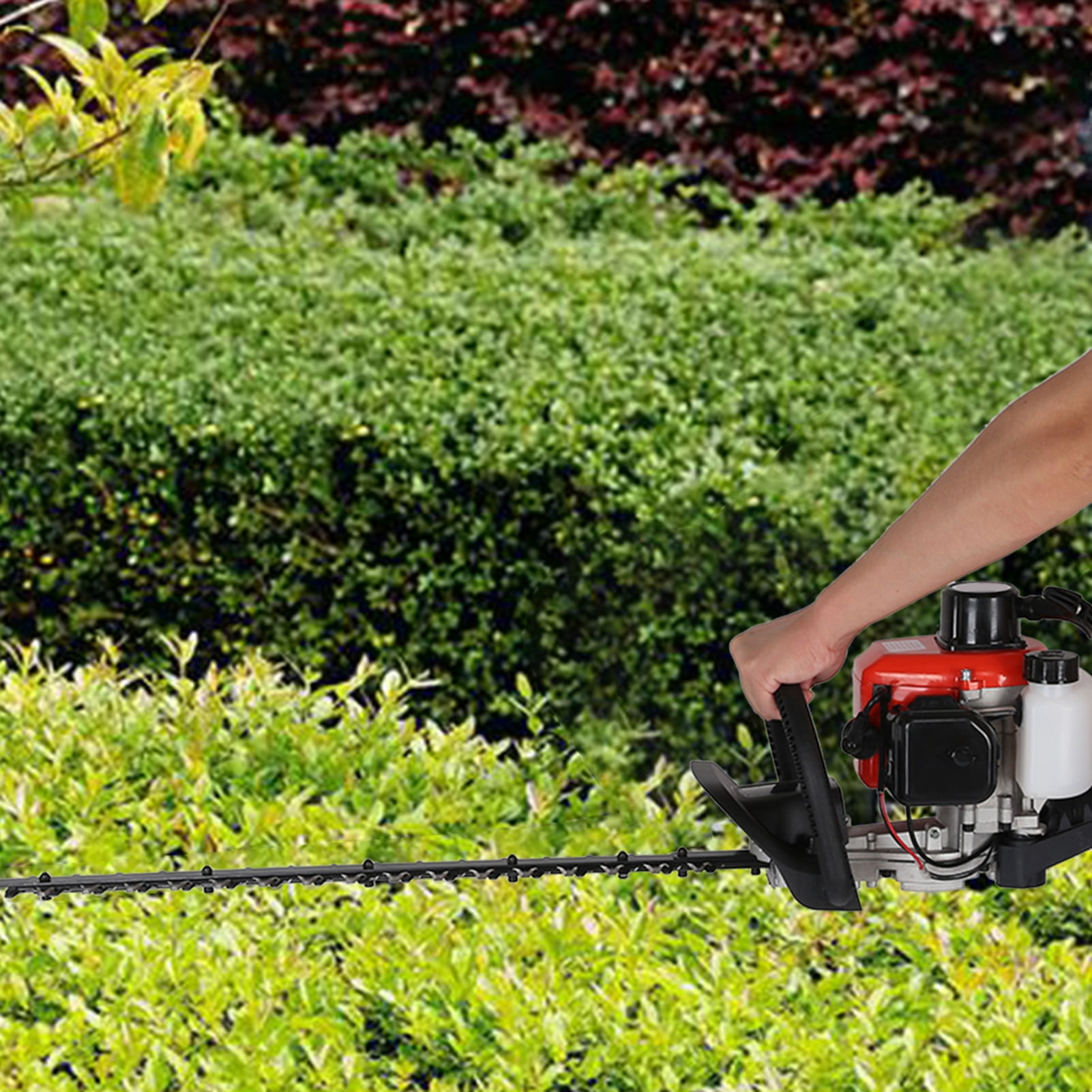 Wliqien 1 Set 24 Inch Fuel-efficient Low Voice High-powered Hedge Trimmer Double Side Blade 26cc Gas Bush Cutter