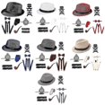 thumbnail image 3 of 1920 Conjunto de accesorios para disfraz de Gatsby para hombre con sombrero de gánster, barba, tirantes elásticos, lazo para el cuello, reloj de bolsillo, 3 of 5