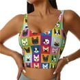 thumbnail image 1 of Balery Colorful Bulldog Sujetadores deportivos con espalda cruzada para mujer, acolchados, sin costuras, de alto impacto, ideales para yoga, gimnasio, entrenamiento y fitness.-Small, 1 of 8
