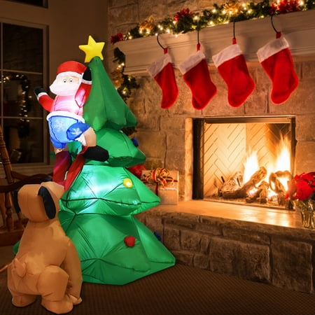 Costway 6 FT Airblown Inflatable Christmas Tree Santa Decor Lighted Costway 6 FT Airblown Inflatable Christmas Tree Santa Decor Lighted Lawn Yard Outdoor - Costway 6 FT Airblown Inflatable Christmas Tree Santa Decor Lighted
