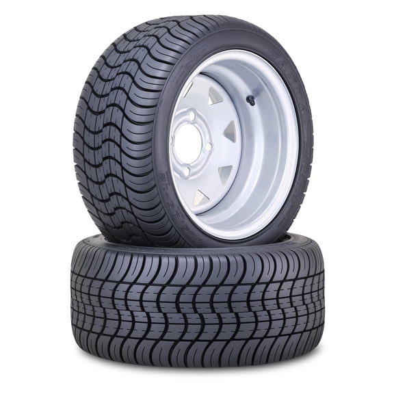 WANDA Golf Cart Tire Wheel Assembly 225/35-12 with 4 Lugs on 4" PCD ET-25.4 Silver Wheel 14014, SET 2