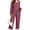 C1-Burgundy, variant on Women's Plus Size 2 Piece Comfy Outfit Set – Long Sleeve Lounge Set Green 2X Ribbed Knit Top and Pants, Perfect for Daily Casual Wear