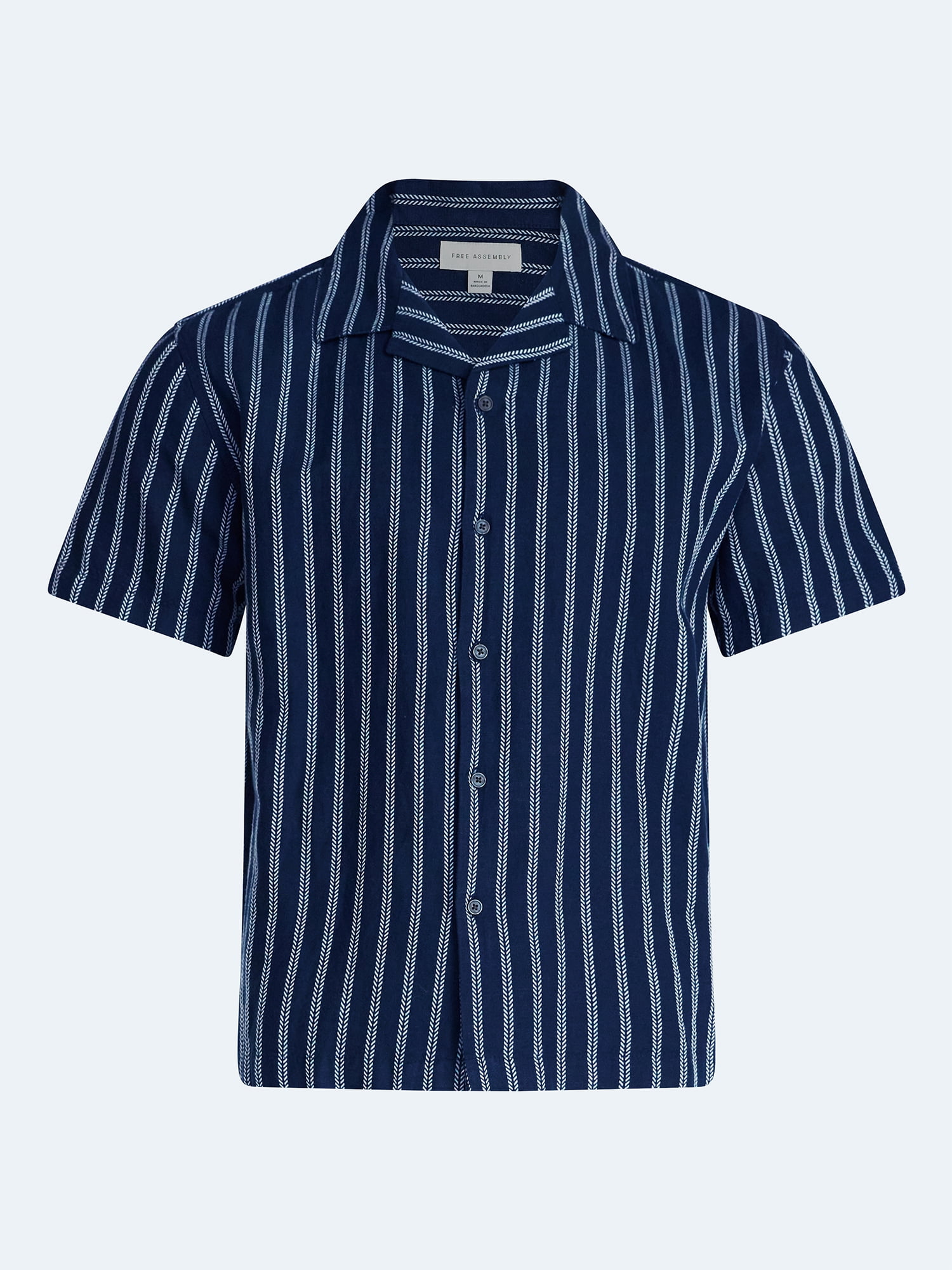 Free Assembly Men's Linen Blend Dobby Camp Shirt with Short Sleeves, Sizes S-3XL