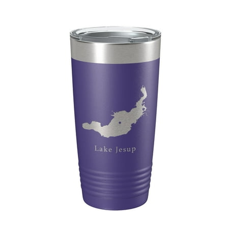 

Lake Jesup Map Tumbler Travel Mug Insulated Laser Engraved Coffee Cup Florida 20 oz Purple
