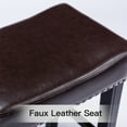 thumbnail image 5 of Lecut 26 Inch Wood Saddle Seat Barstool Set of 2 PU Leather Kitchen Counter Stools Nailhead Wood Pub-Height Saddle Stool Brown, 5 of 8