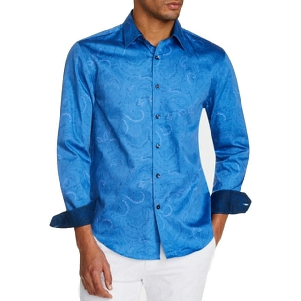 Tallia Casual Shirts Mens Shirt Medium Button Down Paisley Long