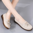 thumbnail image 2 of Rokment Women's Orthopedic Walking Loafers Comfortable Fashion Casual Leather Fringe Arch Support Wedge Slip on Nursing Work Flat Low Heel Oxfords Dress Shoes Beige Size 6, 2 of 8