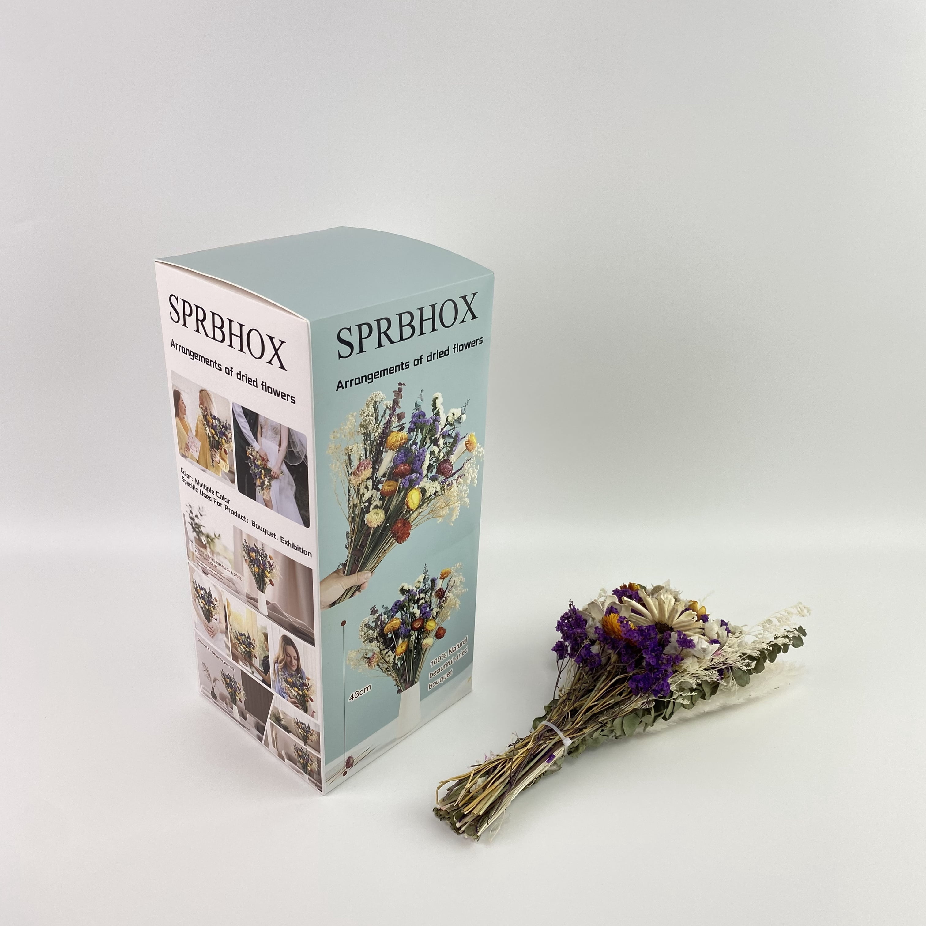 SPRBHOX Arrangements of dried flowers,Natural Dried Flower Bouquet, 17" DIY Floral Arrangements with Eucalyptus Strawflower Lavender, Rustic Boho Wedding and Home Centerpiece Decorations