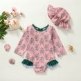 thumbnail image 2 of Fortune Infant Girls Swimsuits, Baby Long Sleeve Floral Pool Bodysuits with Hat, 2 of 8