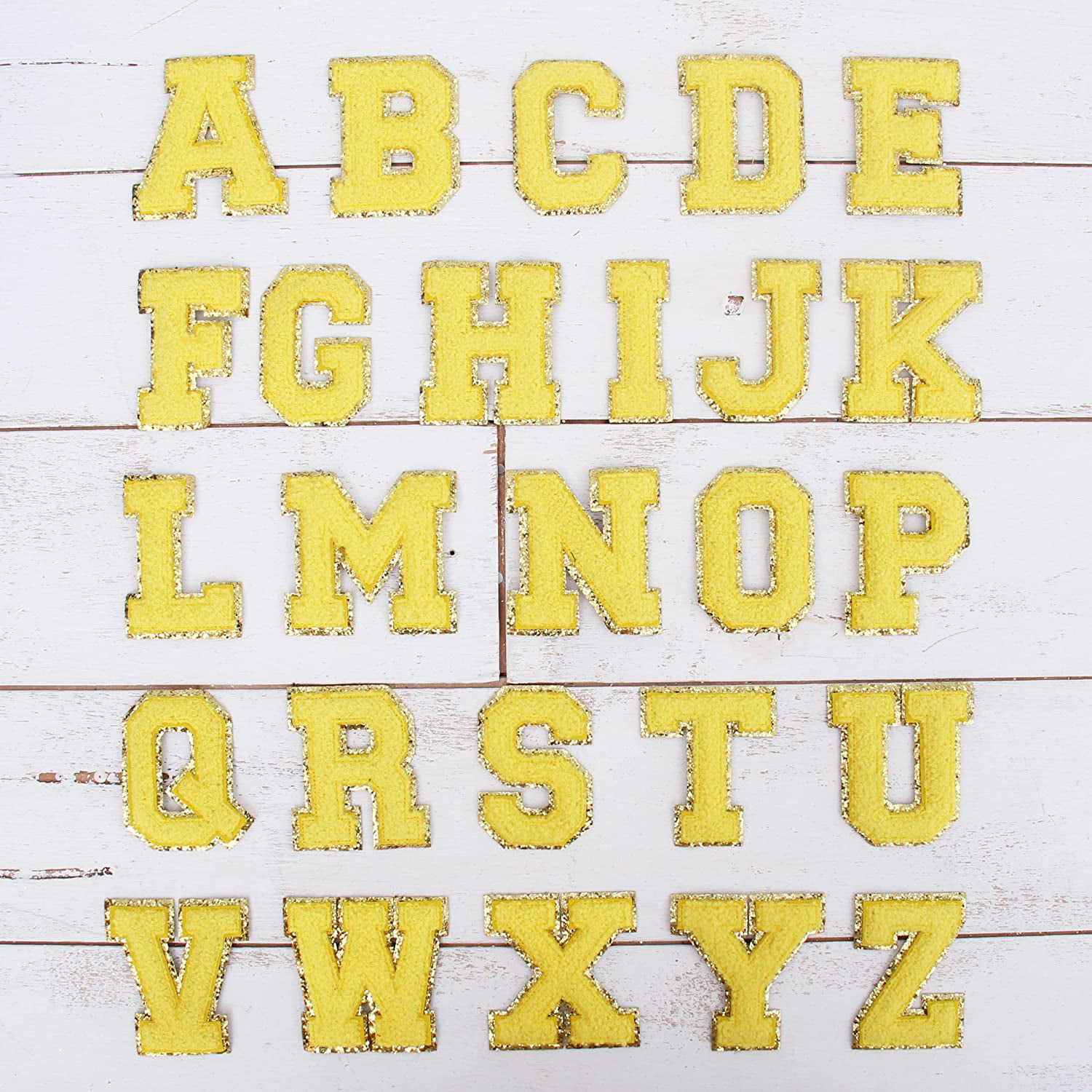IRON ON 2.5 Neon Yellow  Varsity Glitter Letter Chenille Initial Pat – XO  Kendall Co.