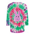 thumbnail image 5 of Liquidation d'Économies d'Été Staron Hauts d'Été pour Femmes Pâques Manches 3/4 Col Rond Chemises T-Shirts Basiques Blouses Décontractées Mode T-Shirts Graphiques, 5 of 5