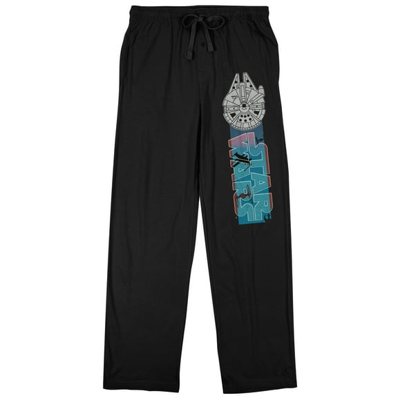Star Wars: A New Hope Millennium Falcon Logo Men's Black Graphic Sleep Pajama Pants-3X-Large