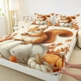 thumbnail image 3 of Manfei Happy Autumn Twin Sheet Sets for Kids, Kawaii Squirrel Animal Twin Fitted Sheet, Fall Pumpkin Print Flat Sheet, Super Cozy Room Decor, 3-Piece, 3 of 7