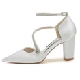 thumbnail image 3 of Women Pointed Toe High Chunky heel 8.5 cm Wedding Shoes Rhinestones Ankle strap Party Dress, 3 of 6