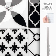 Smart Tiles Peel and Stick Backsplash, 5 Adhesive Tiles, Vintage Black/White, 9"x9"