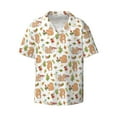 thumbnail image 2 of Lsque Squirrel And Mushroom print Men's Cuban Collar Short Sleeve Shirt Summer Beachwear Casual Button Down Fashionable Vacation Leisure Shirt-3X-Large, 2 of 7