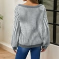 thumbnail image 4 of Women Striped Off Shoulder Knit Pullover Sweater Oversized Loose Long Sleeve Drop Shoulder Knit Top Soft Casual Fall Winter Blouse Fashion Daily Outfit S-XXL, 4 of 4