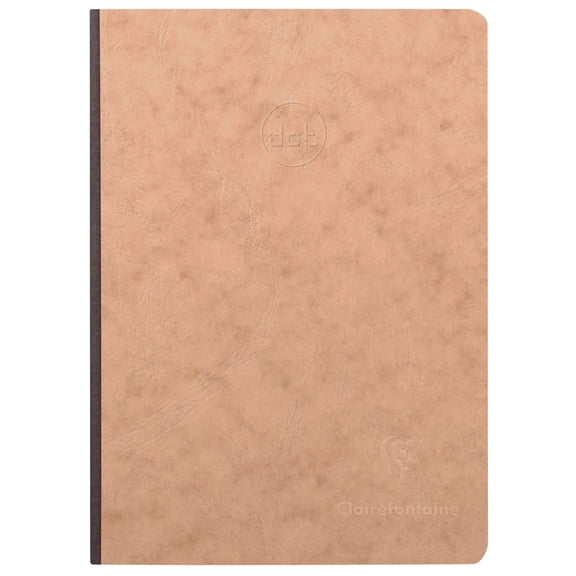 Clairefontaine - Ref 79543C - Age Bag Clothbound Notebook 192 Pages - A5 Size, Dot Grid Rulings, 90gsm Brushed Vellum Paper - Brown Leather Effect Cover