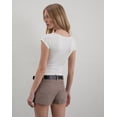 thumbnail image 4 of Women's Y2K Deep V Neck Cross Wrap Ruched Crop Tops Cap Sleeve Slim Fit Sexy Going Out Tank Tops, 4 of 6