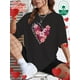 thumbnail image 1 of (180g pure cotton T-shirt) Happy Valentine's Day - Blooming Flowers in the Heart Pattern Letter Print Women's Summer Round Neck Versatile Short Sleeve T-shirt Casual Pure Cotton, 1 of 8
