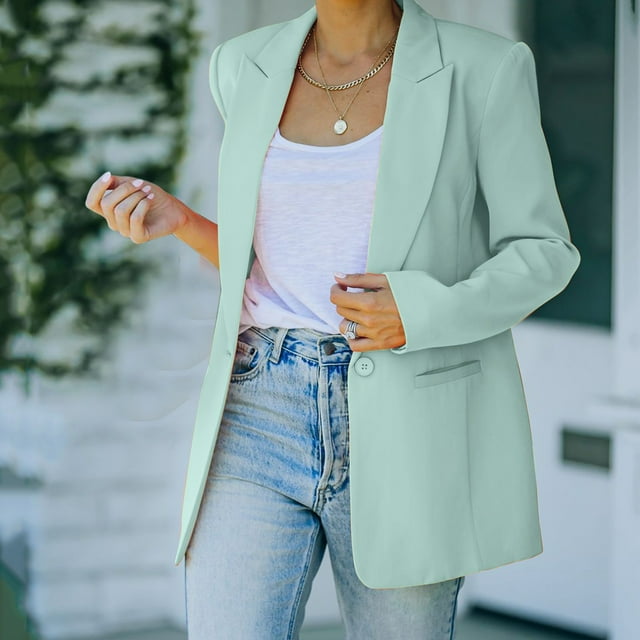 IMENGL Casual light weight thin slim coat long sleeve blazer, Green M, Size M-2XL