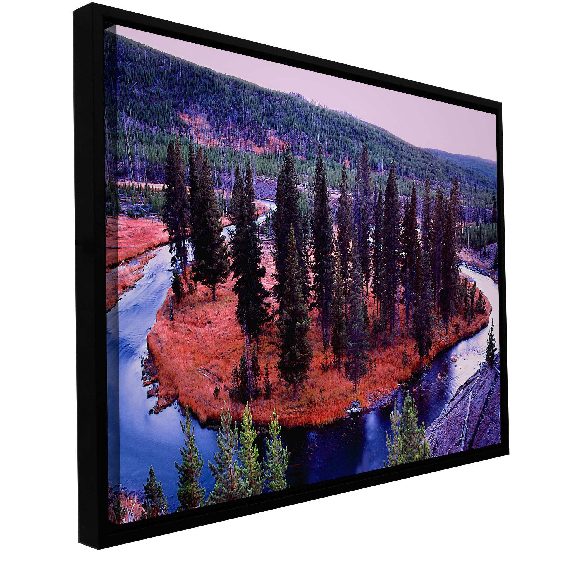 ArtWall Dean Uhlinger "Dusk Meander Yellowstone" Floater Framed Gallery-Wrapped Canvas