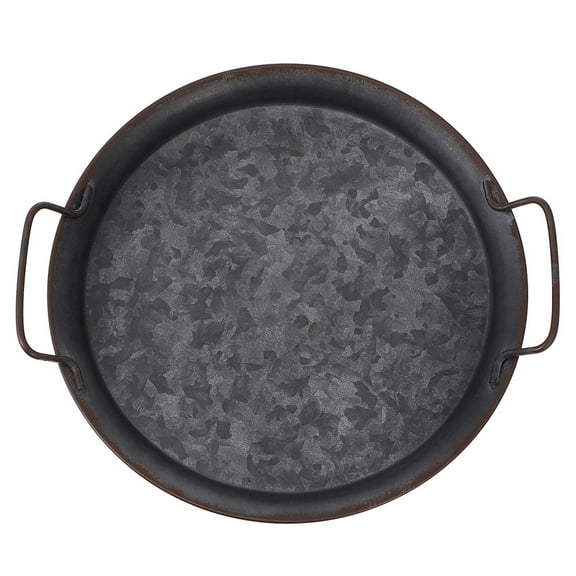 Arborister 1Pc Round Farmhouse Serving Tray with Handles for Coffee Table Home Decor