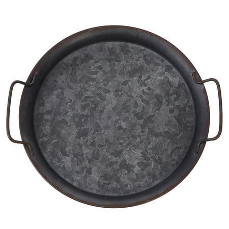 

1Pc Old Wrought Iron Tray Kitchen Storage Tray Photo Prop with Handle (Black)