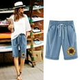 thumbnail image 2 of XIAfhje Linen Shorts Women Printed/Solid Color Shorts Independence Day Shorts Elastic High Waist Shorts For Casual With Pockets Casual Half Shorts Pants Summer Bermuda Lounge Shorts, 2 of 3