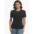 thumbnail image 3 of Women's Crew Neck Ribbed Fitted Shirt Basic Short Sleeves Summer T Shirt Tops, 3 of 7