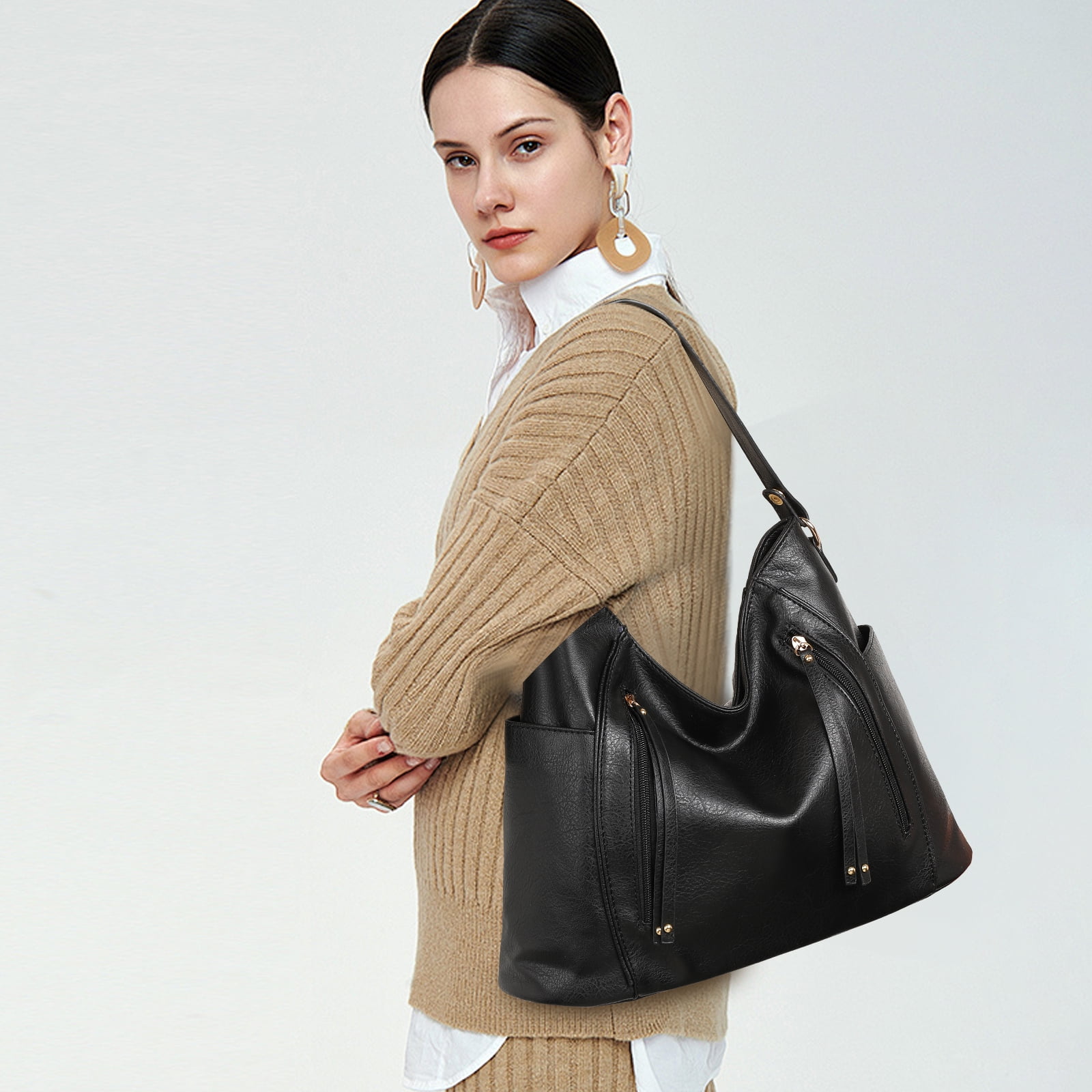 SENDEFN Women Tote Bag PU Leather Handbags Fashion Hobo Shoulder Bags with Adjustable Shoulder Strap And Side Pockets.