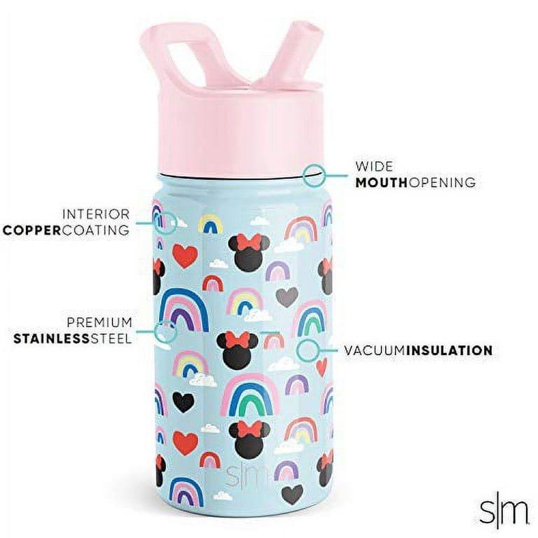 Simple Modern Disney Mickey Mouse Kids Water Bottle with Straw Lid, Reusable Insulated Stainless Steel Cup for School, Summit Collection