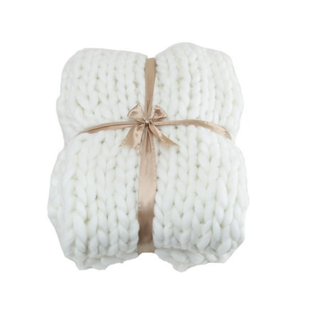 - Handmade Chunky Knitted Yarn Warm Merino Throw Soft Blanket Bedspread