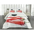 thumbnail image 3 of Ambesonne Food Quilted Bedspread Set 3 Pcs, Chili Pepper Hot Spicy, King Size, Fern Green Vermilion, 3 of 5