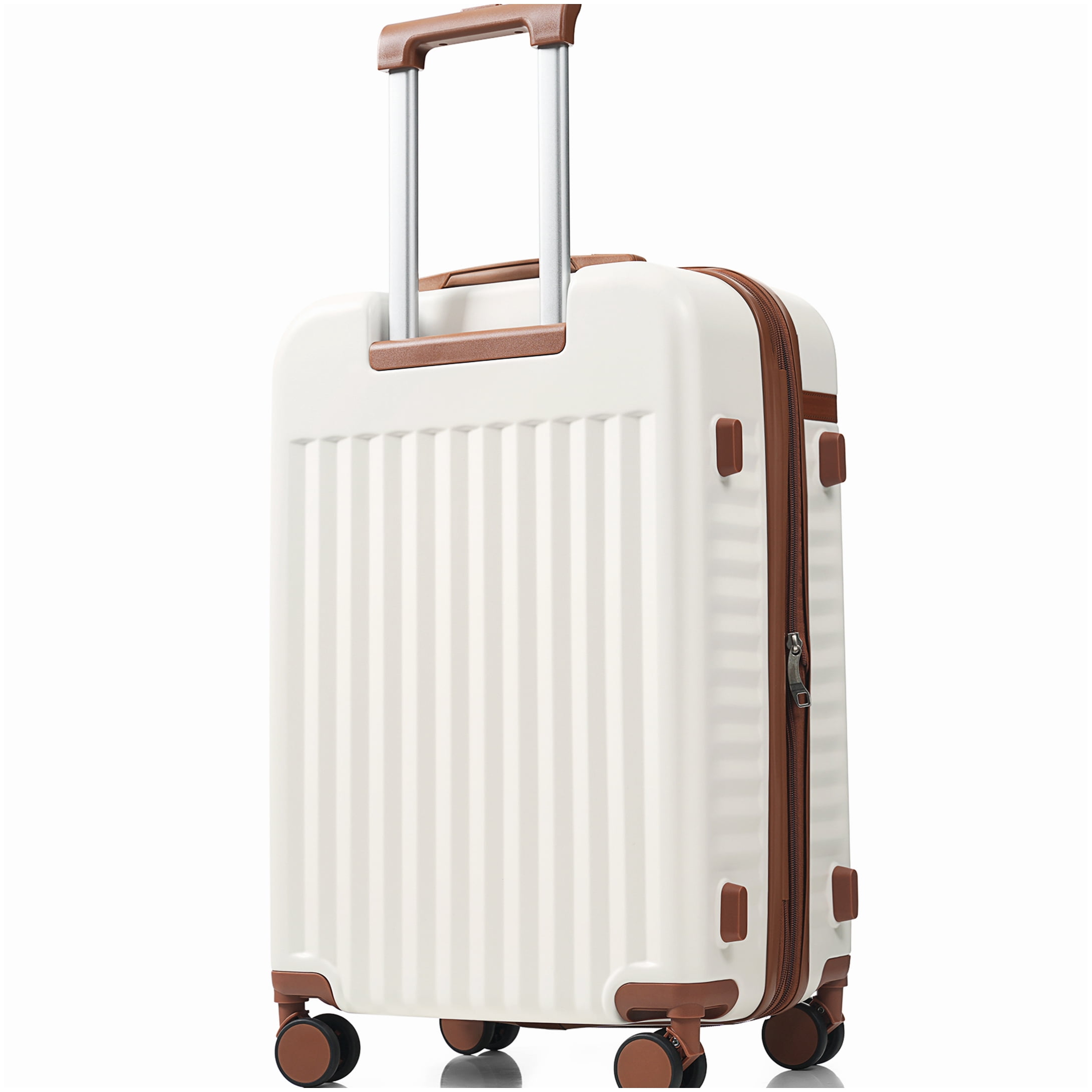 MANGIJOY Airline Approved Carry-On Luggage Set of 3 with USB Charger | ABS Hardside, Spinner Wheels, White