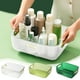thumbnail image 1 of Caja de almacenamiento de plástico transparente con asa, verde militar, 11x8.3x3.9 pulgadas, organizador multifuncional para cocina, baño, oficina, dormitorio, montaje en pared, diseño que ahorra, 1 of 5