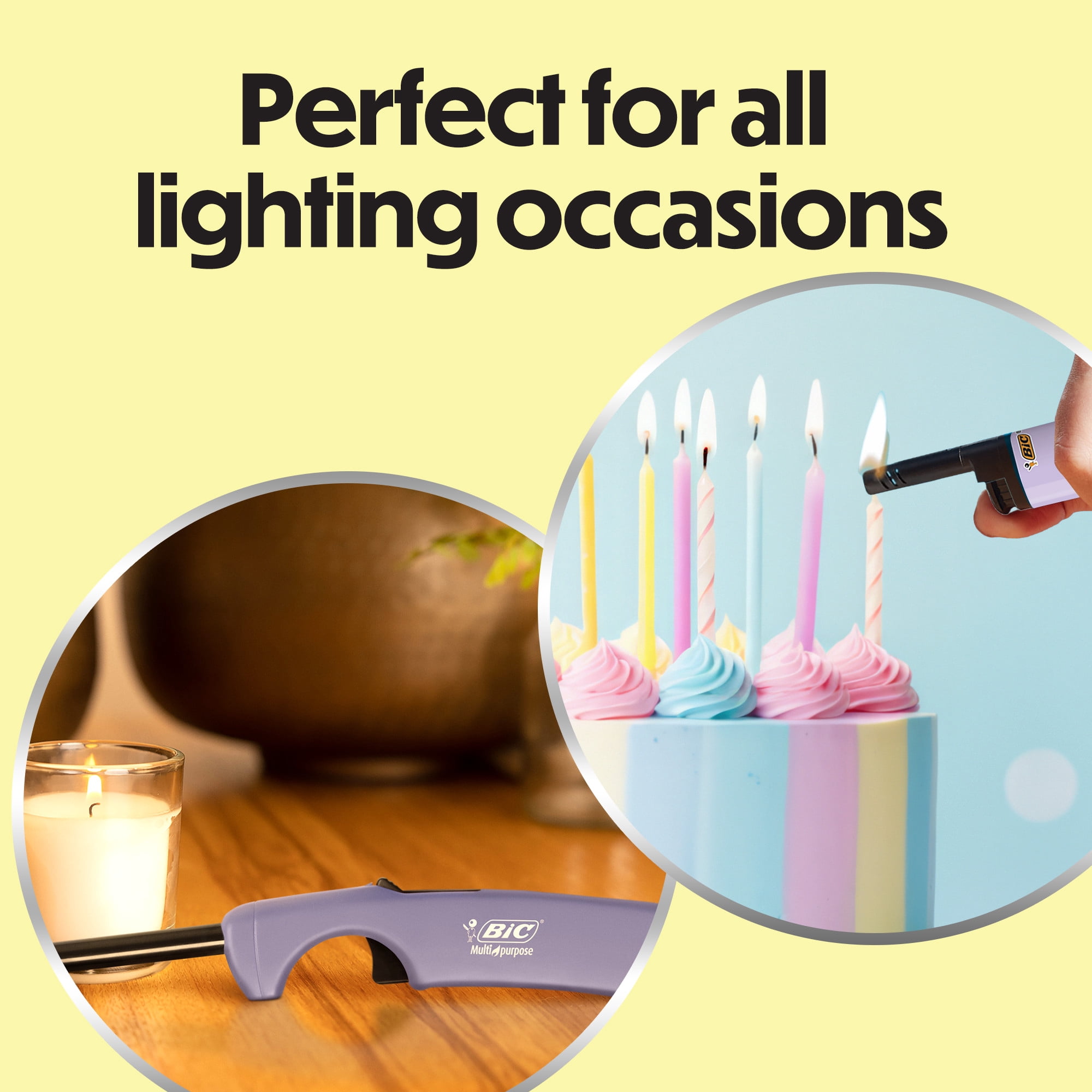 BIC Lighter Combination Pack, 4 Multi-Purpose and 2 EZ Reach, Assorted Pastel Colors