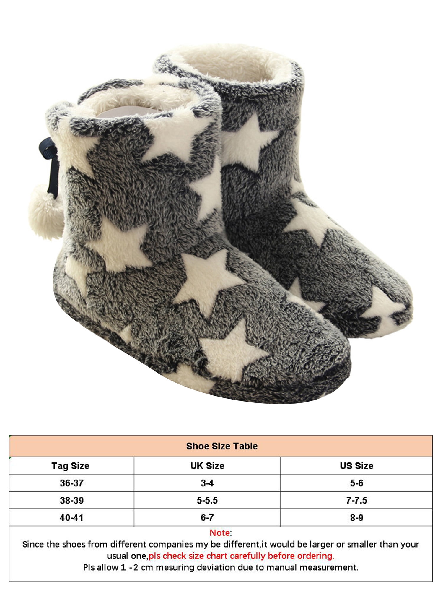 Luxur Luxur Womens Bootie Slippers Plush House Shoes Winter Warm Stars Printed Wac6 Walmart Com Walmart Com