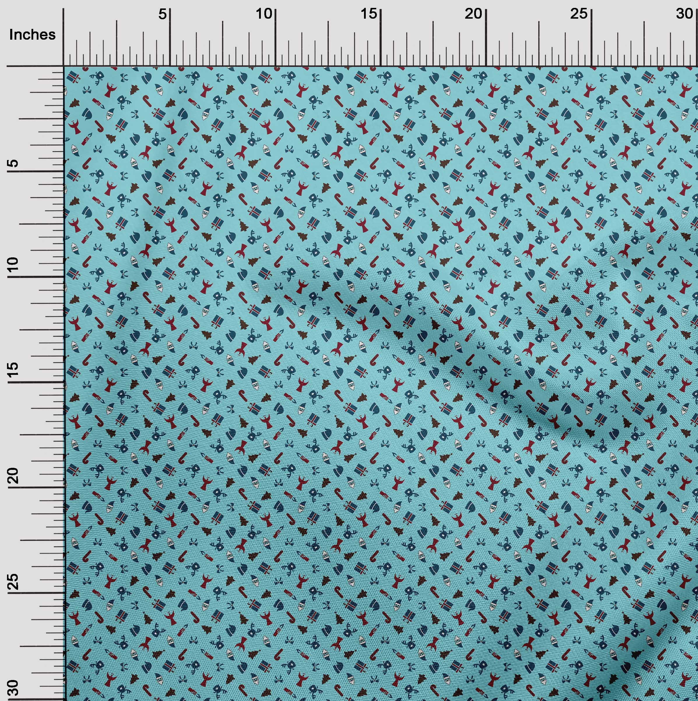 oneOone Cotton Cambric Light Blue Fabric Christmas Diy Clothing Quilting Fabric Print Fabric By Yard 56 Inch Wide