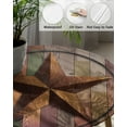thumbnail image 3 of Fitted Round Tablecloths Table Covers 55-60in,Rustic Country Stars on Shabby Wooden Grain Waterproof Elastic Edged Table Cloth for Kitchen Dining Holiday Party Tables Decor,Retro Farm, 3 of 6