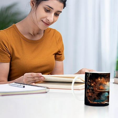 

Blaxill Clearance Bookshelf Mug High-Beauty Couple Art Style Cup Plastic Toothbrush and Wash Cup Ideal for Home Office