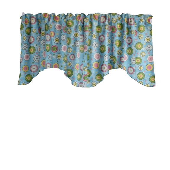 Scalloped Valance Cotton Circles and Dots Print 58" Wide / 20" Tall