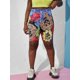 thumbnail image 2 of Talla grande Psychedelic Bandana 3D Jean Print Shorts Rosegal Pantalones cortos de talla grande, 2 of 5
