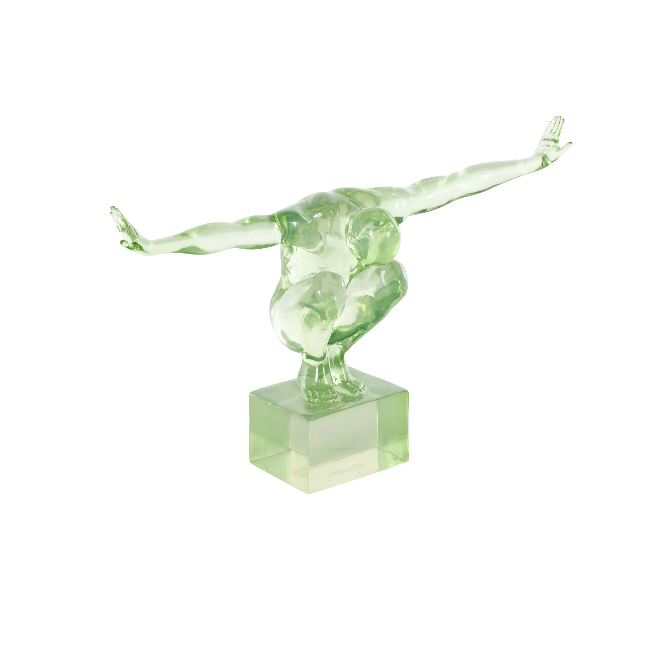 19" x 13" Green Resin Tinted Posing People Sculpture, by DecMode