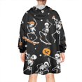 thumbnail image 2 of Wearable Oversized Blanket,Black Halloween Dancing Skeletons Wearable Blanket Hoodie for Adults,Cozy Hooded Blankets with Super Pockets,Super Warm Fuzzy Pullover for Women & Men, 2 of 6