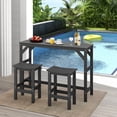 thumbnail image 6 of Bstjewey 3Pcs Outdoor Bar Set, 55" Rectangular HIPS High Table & 2 Bar Stools, for Patio, Poolside, Balcony, or Deck,Black, 6 of 7
