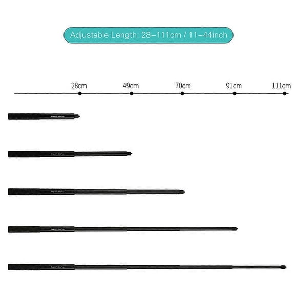 Photography Extension Rod Invisible Selfie Stick with 1/4 Inch Screw 5-Section 28cm-111cm Adjustable Length