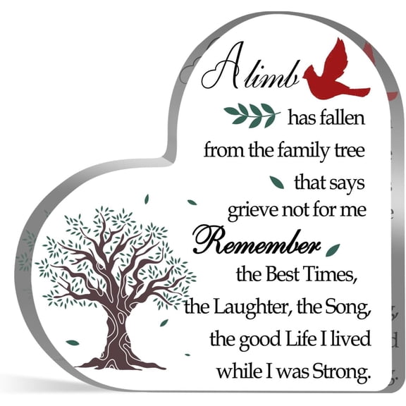 A Limb Has Fallen from Family Tree Sign Sympathy Memorial Gifts Paperweight Remembrance Bereavement Acrylic Decorations Funeral Grief Condolence Memorial Gift for Loss Loved One