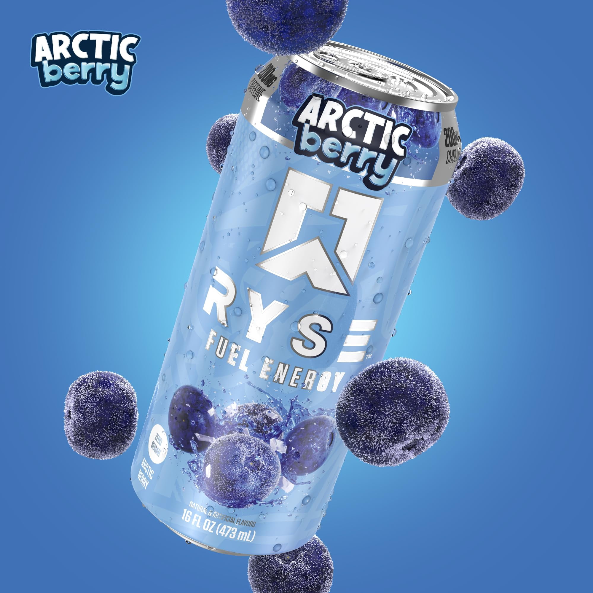 RYSE Fuel Energy Drink - Arctic Berry - Sugar Free - 16 fl oz (12-Pack)